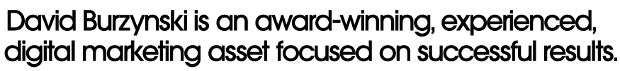 David Burzynski is an award-winning, experienced, digital marketing asset focused on successful results.